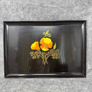 Courec Inlaid Phenolic Resin‎ Tray 18x12" Vtg Monterey California Poppies 1960'S